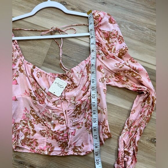 FREE PEOPLE Hilary Printed Top Pink Combo Size Small - Picture 11 of 12